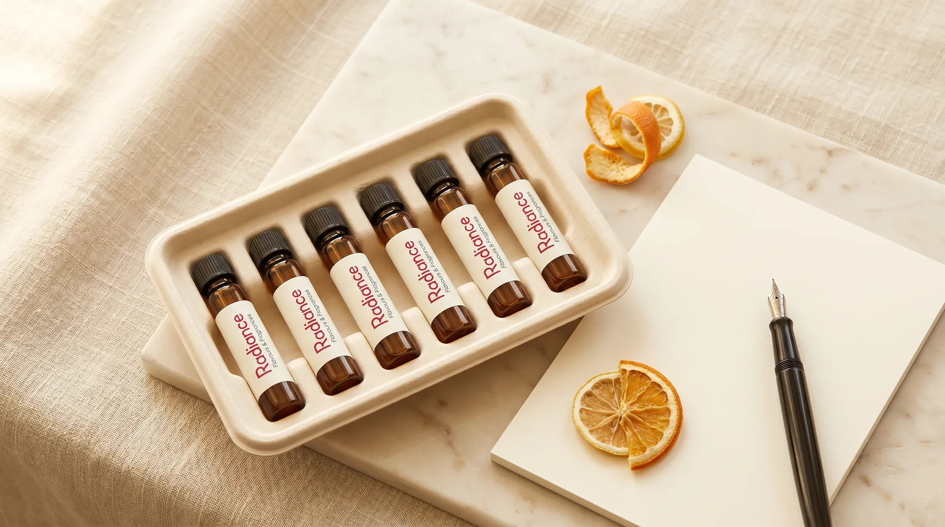 Aroma laboratuvarında numune hazırlığı için ölçüm yapan teknisyen